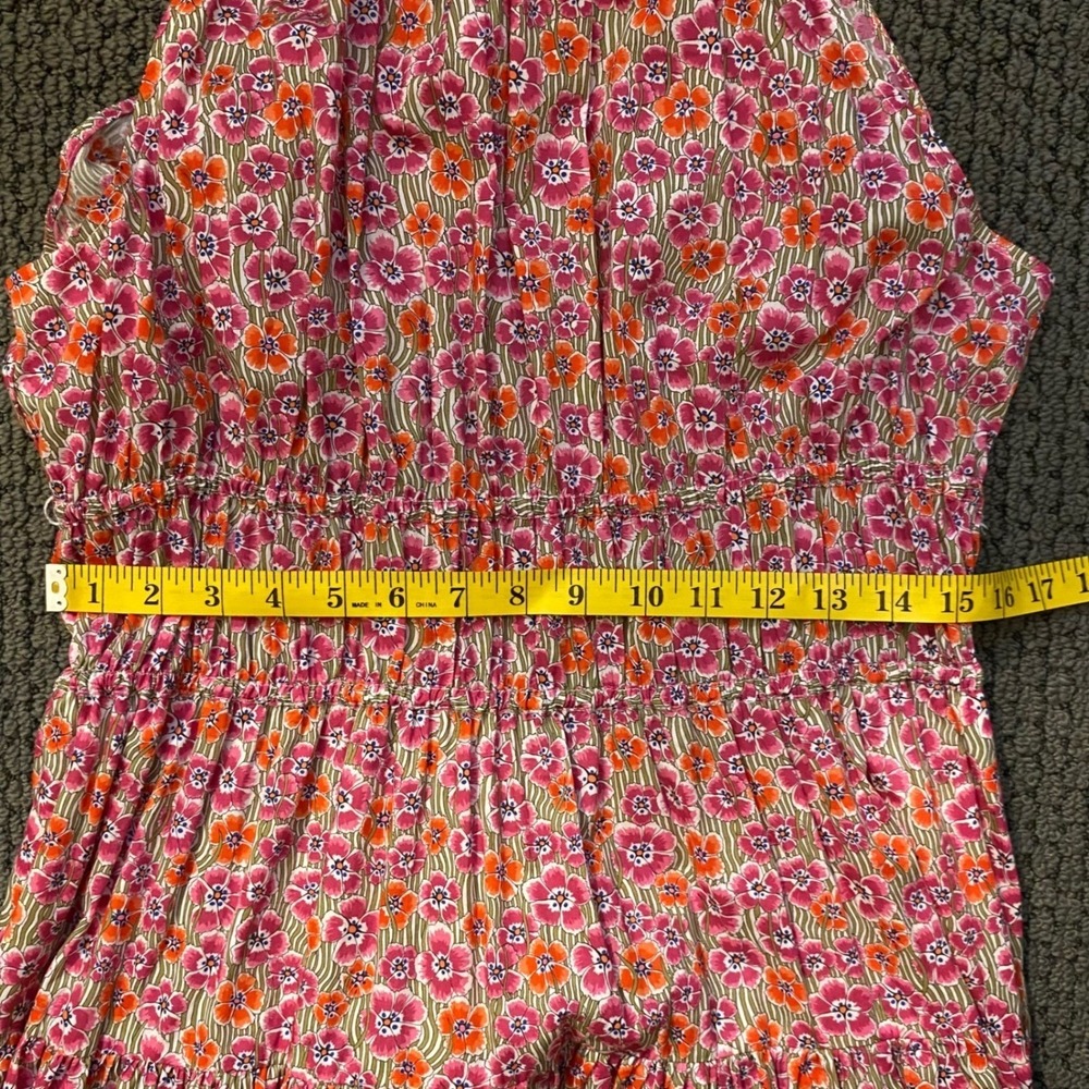 J. CREW Pink Floral Tie-Waist Halter Midi Dress L Liberty Ellie Organic Cotton - Picture 14 of 16